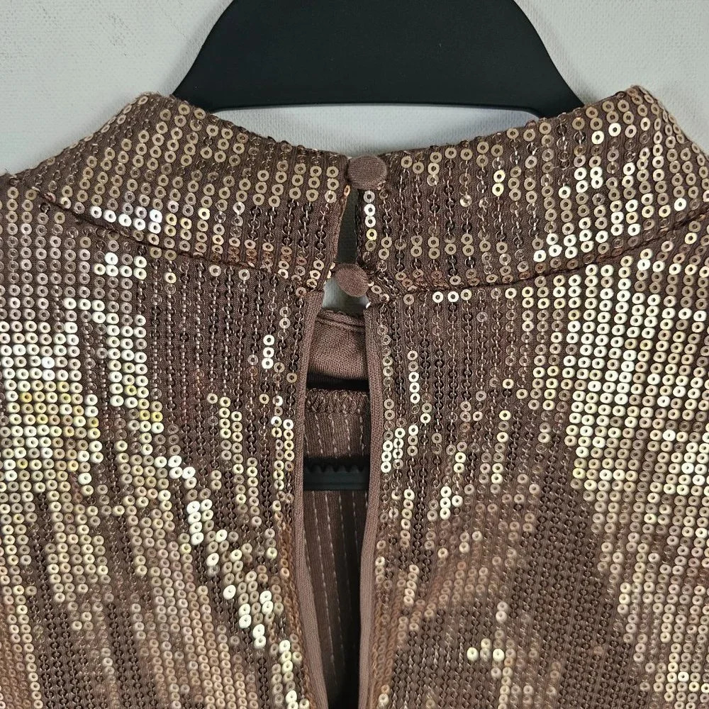 Cara Santana Nine West Gold Sequin Top XXL - Picture 4 of 5